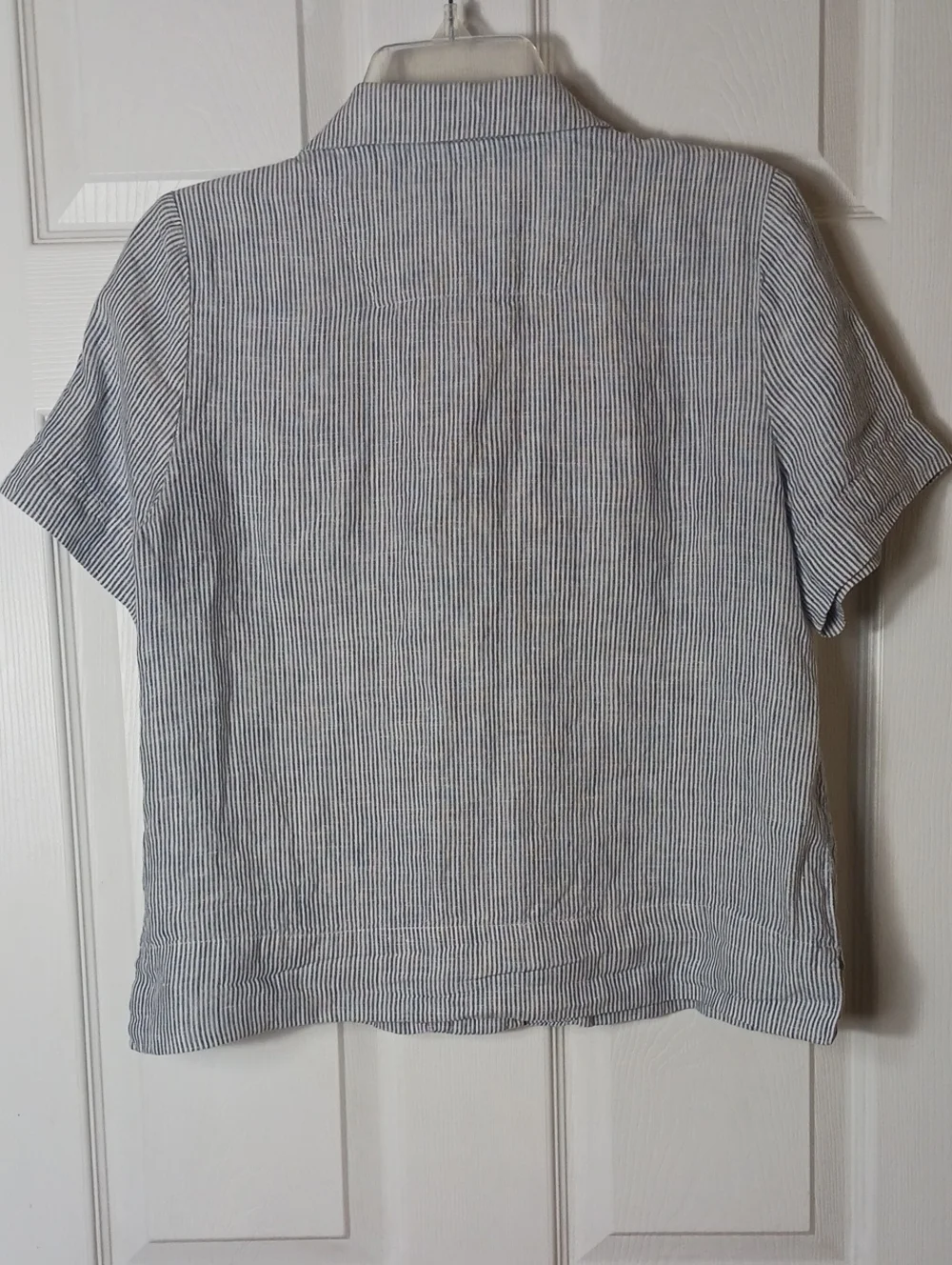 Quince Button Up Top Linen Oversized Pinstripes Cool Preppy Coastal Size XS - Picture 3 of 7